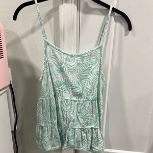 Leaf Print Green Women's Top